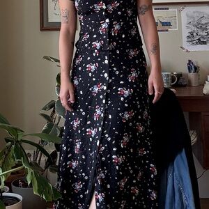 Ann Taylor Black Floral Maxi Dress
